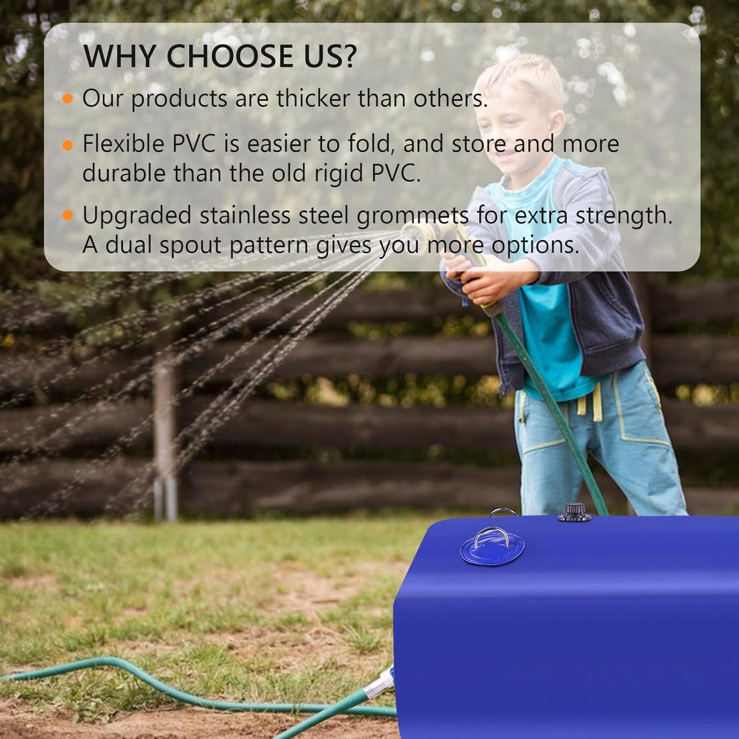 Water Tank, 65 Gallon Water Storage Bladder, Foldable Portable Water Storage, Large Water Storage Containers with 3/4" PVC Spigot and Hose Kit for Camping, Garden, Emergency Water Bag