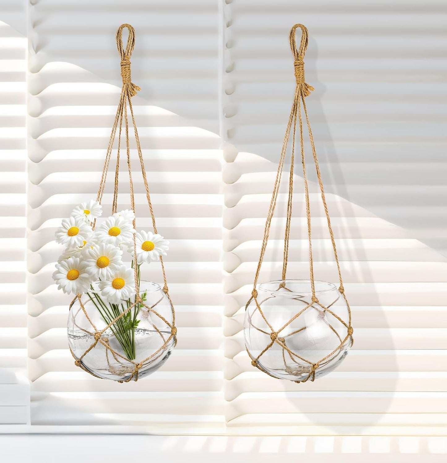 SAILINGSTORY Hanging Glass Plant Terrarium 5" Glass Planter Propagation Stations Flower Vase Clear Set of 2 Pack