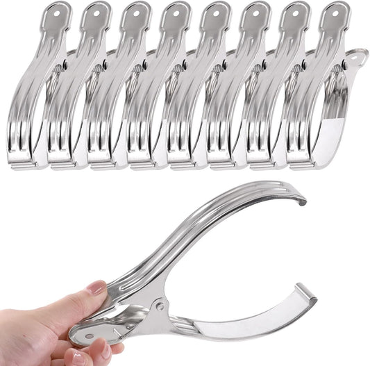 Tanstic 10pcs 6.3 Inch Stainless Steel Greenhouse Clamps Heavy Duty Garden Clips with Strong Grip and Large Open Mouth for Netting Holding