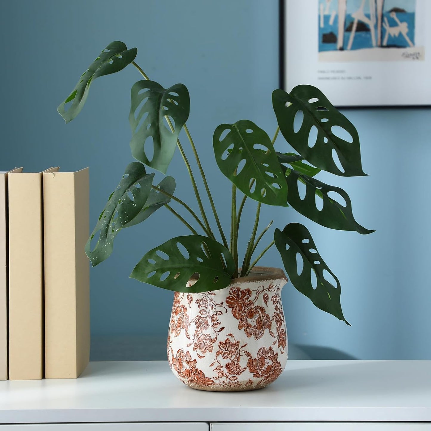 Newtay 6 Inch Ceramic Plants Pots Vintage Ceramic Flower Planters Crackle Glaze Finish Flower Pots Decorative Floral Vintage Planters for Living Room Garden Home Decor Gifts(Fresh)