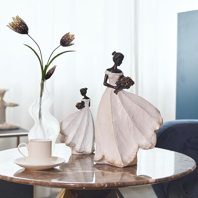 Guichifun Fairy Statue Collection Home Decoration - White Leaf Angel Girls Resin Home Decor for Outside or Inside Rustic Garden Outdoor Yard Decorations Figurines Gift 7.5 x 4.5 x 11.5 Inch