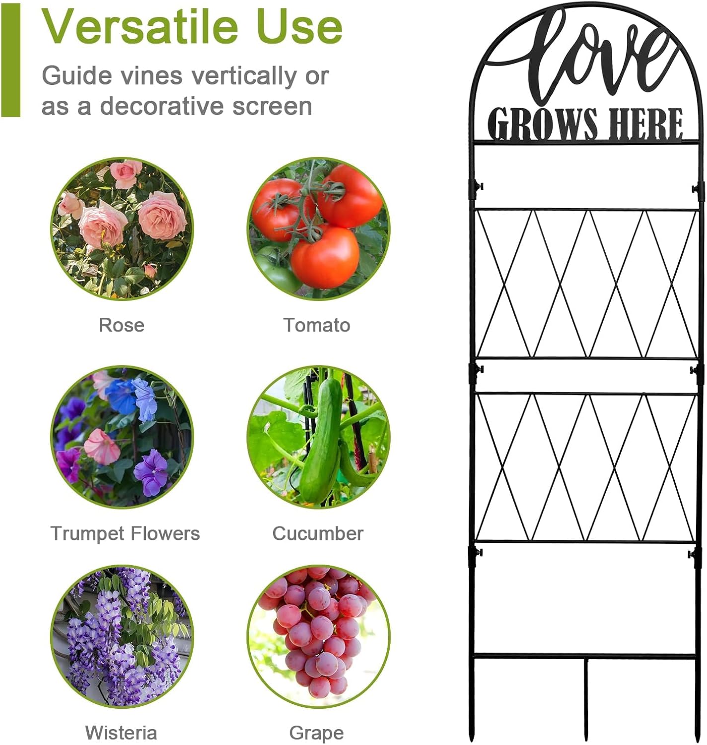 hogardeck 45 * 35 inch Metal Garden Trellis for Climbing Plants Flowers Outdoor,Heavy Duty,Black Coating Rustproof Trellis for Rose, Vegetable, Flowers, Perfect for Training Climbing Plants (1Pcs)