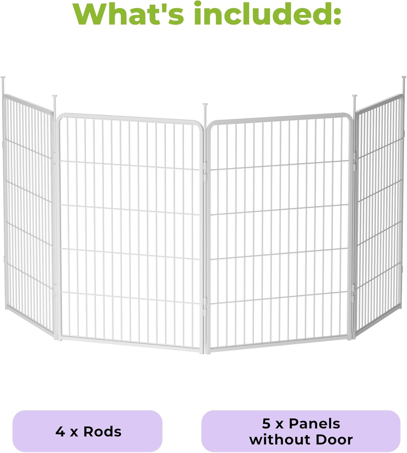 Doorless Garden Fence 40 in(H) x 8.9 ft(L) 4 Panels, Heavy Duty Metal Animal Barrier Fence, No Dig Fence for Dogs, Rabbit Fence for Garden, White