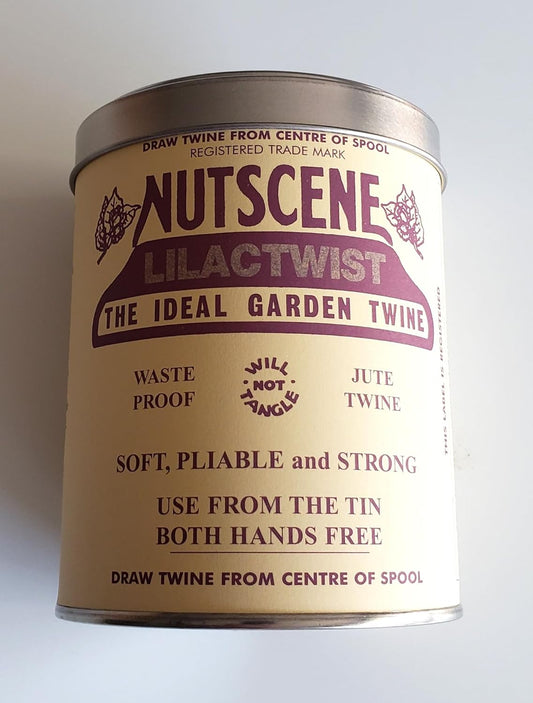 NUTSCENE Iconic Tin (Tin ‘O’ Twine) with Their Heritage Scottish Jute Twine and Hole in Top for Easy Dispensing. 14+ Colors to Choose from. 164 Yards. (Lilac)