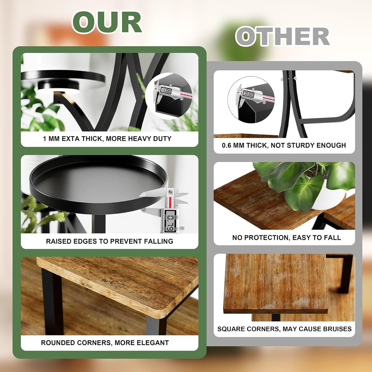 70" Tall Plant Stand Indoor with Grow Lights - Aesthetic 9-Tier Plant Holders for Multiple Plants - Large Curved Metal Flower Display Stand, Corner Plant Shelf for Living Room Home Gardening Decor