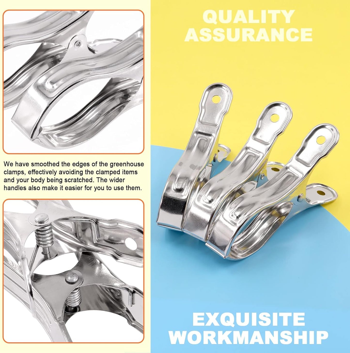 Tanstic 20Pcs 5.1 Inch Stainless Steel Greenhouse Clamps Garden Clips Greenhouse Clips Heavy Duty Garden Clips with Strong Grip and Large Open Mouth for Netting Holding