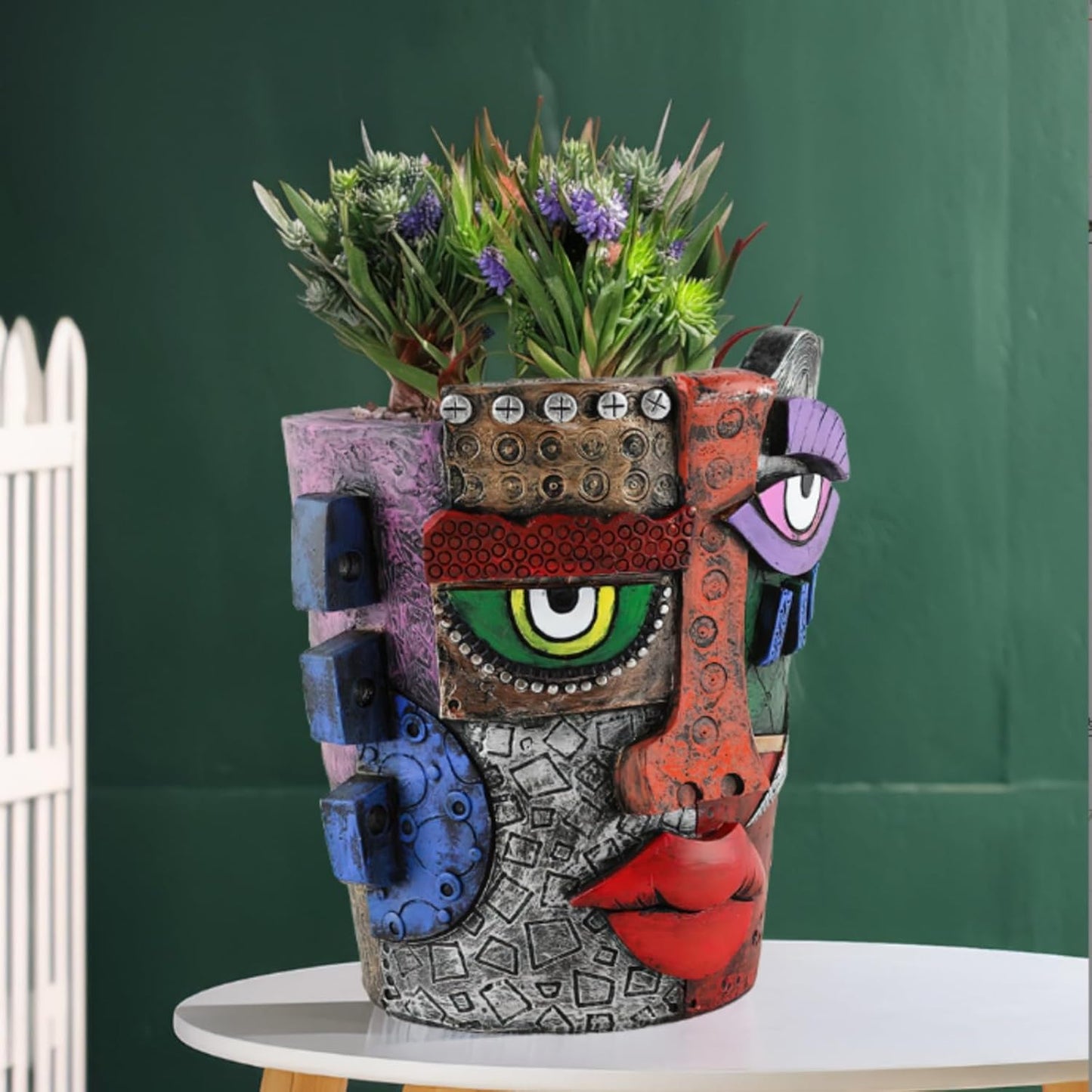 New Picassos Abstract Beauty Face Flower Pot, Colorful Abstract Head Plant Pots, Interesting Decorative Flower Resin Flower Pot, Unique Flower Pots for Home Art Decoration (multicolor-A01)