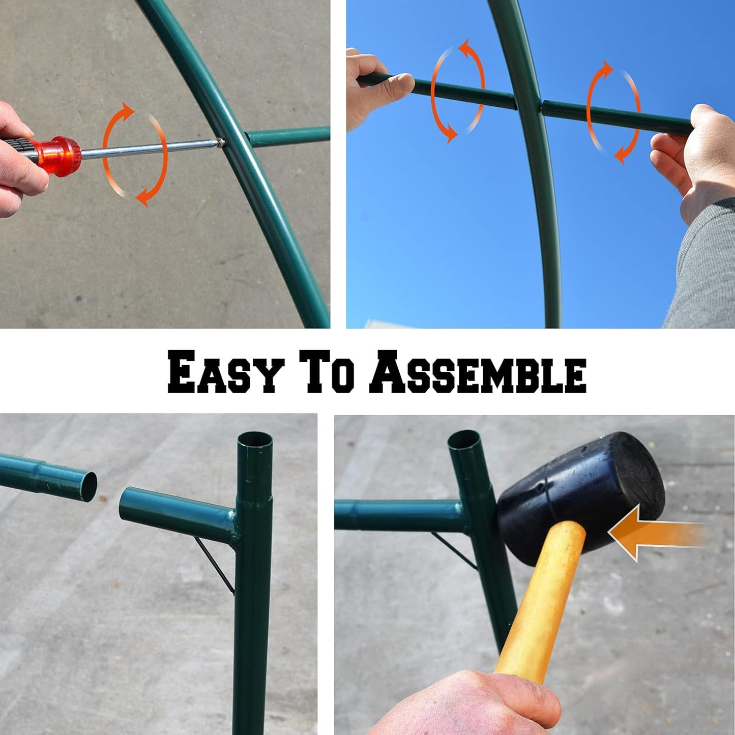 Benefit-USA Multi-Size Large Garden Support Arch Frame Climbing Plant Arch Arbor for Flowers/Fruits/Vegetables (15.9'X7'X7.2'), Green