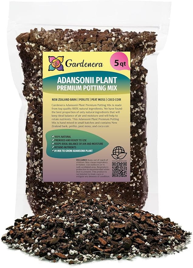 Monstera Adansonii Planting Mix: Maximize Aeration, Drainage & Nutrient Holding Capacity - 5 Quart Bag