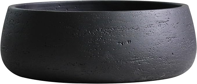 Olly & Rose Copenhagen Large Ceramic Planter Bowl Shallow Plant Pot - Matt Black Flower Pot Indoor and Outdoor Garden Décor…