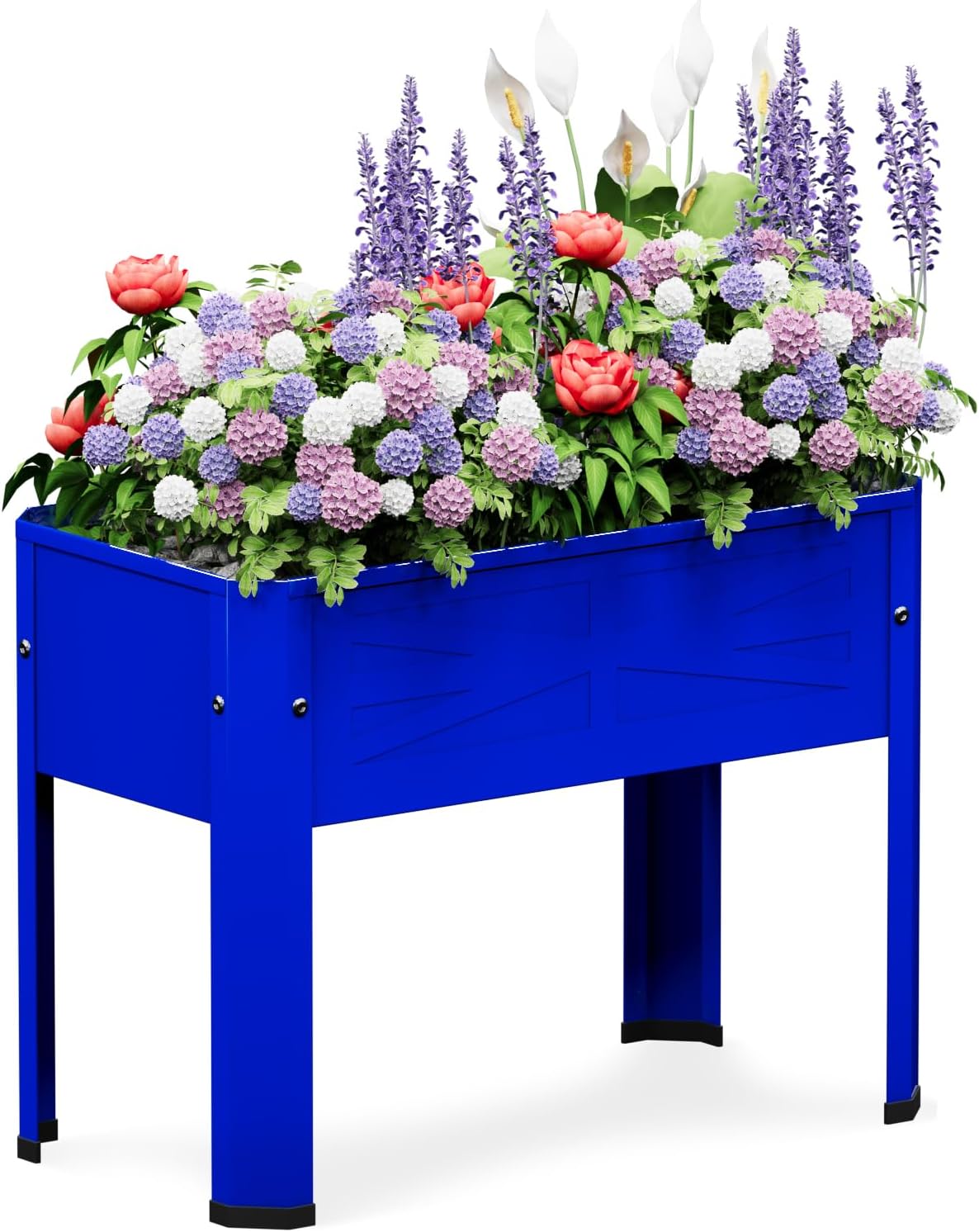 Raised Garden Bed with Detachable Tall Legs Elevated Metal Planter Box for Growing Fresh Herbs Vegetables Flowers Succulents&Other Plants for Outdoor Backyard Patio Deck Balcony Blue