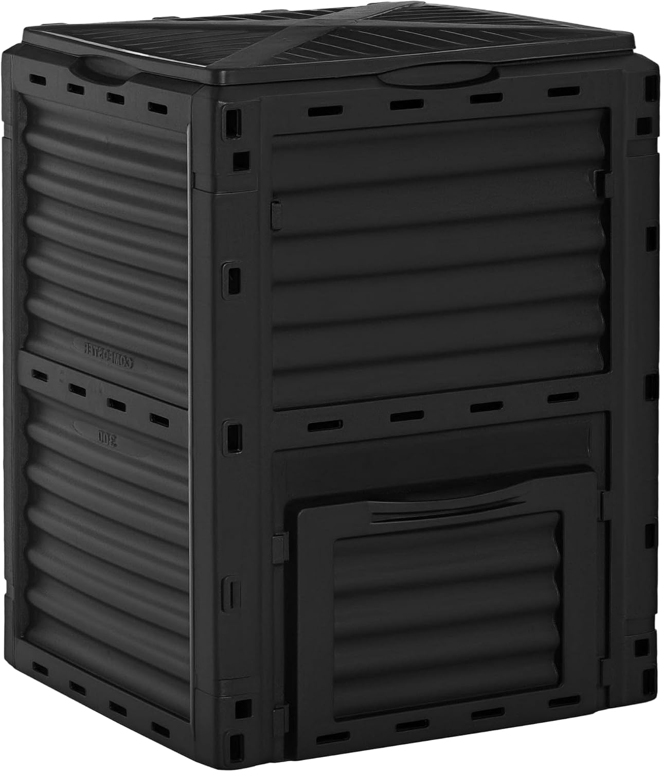 Outsunny Garden Compost Bin 80 Gallon Outdoor Large Capacity Composter Fast Create Fertile Soil Aerating Box, Easy Assembly, Black