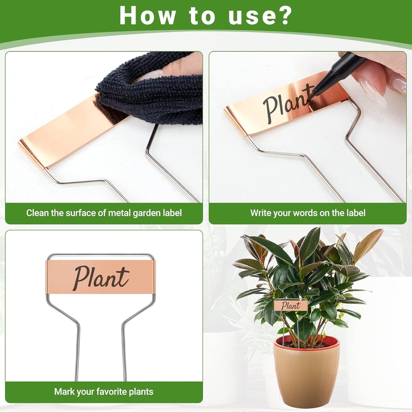 80 Pcs 10" High Plant Labels, Include 40 Copper Metal Plant Tags and 40 Weatherproof Garden Aluminum Markers Bulk with Marker Pen Reusable Seedling Sign Nursery Tag for Outdoor Herb Vegetable Flower