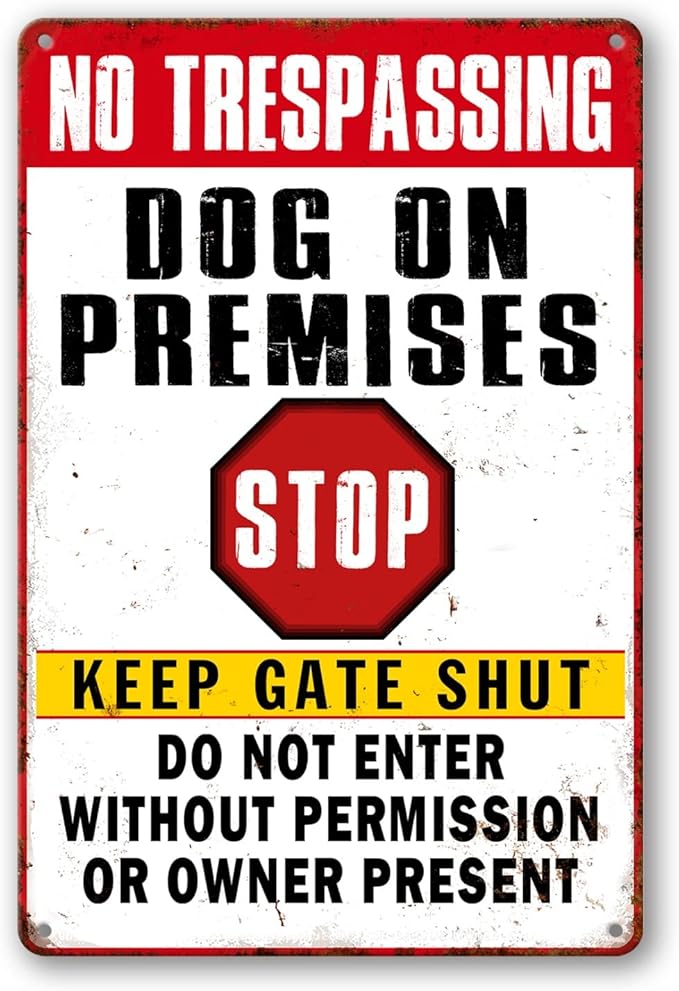Beware Of Dog Signs For Fence No Trespassing Dog On Premises Sign For Garden Dogs Warning Signs For Property Funny Metal Tin Signs Dog In Yard Sign Do Not Enter Sign 12 X 8 Inch