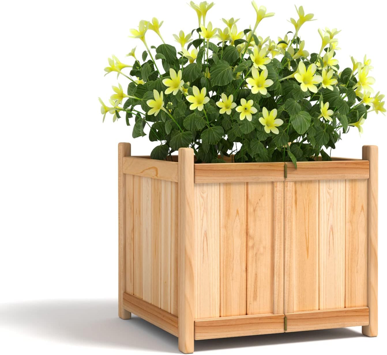 Giantex Raised Garden Bed, Folding Wood Planter for Vegetable Flower, Outdoor Elevated Planting Boxes, Folding Plant Container Patio Lawn Garden Backyard, Easy Assembly, 15" Lx15 Wx14 H