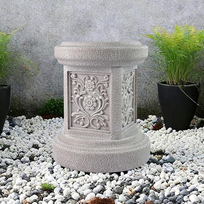 Classic Statuary Stand Garden Pedestal Sculpture Decor Plinth Base Riser, Outdoor or Indoor Resin Statuary Pedestal, 12.6"(H) x 9.5"(L) x 9.5"(W) (Round)