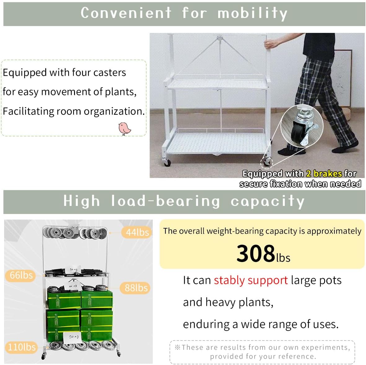 lumizone Foldable 4-Tier Plant Stand Indoor Outdoor Hanging Plant Shelf No Assembly Required Pot Placement Area With Wheels Sturdy Fall Prevention Storage Shelf Flower Pot Stand(4 Tier-White)