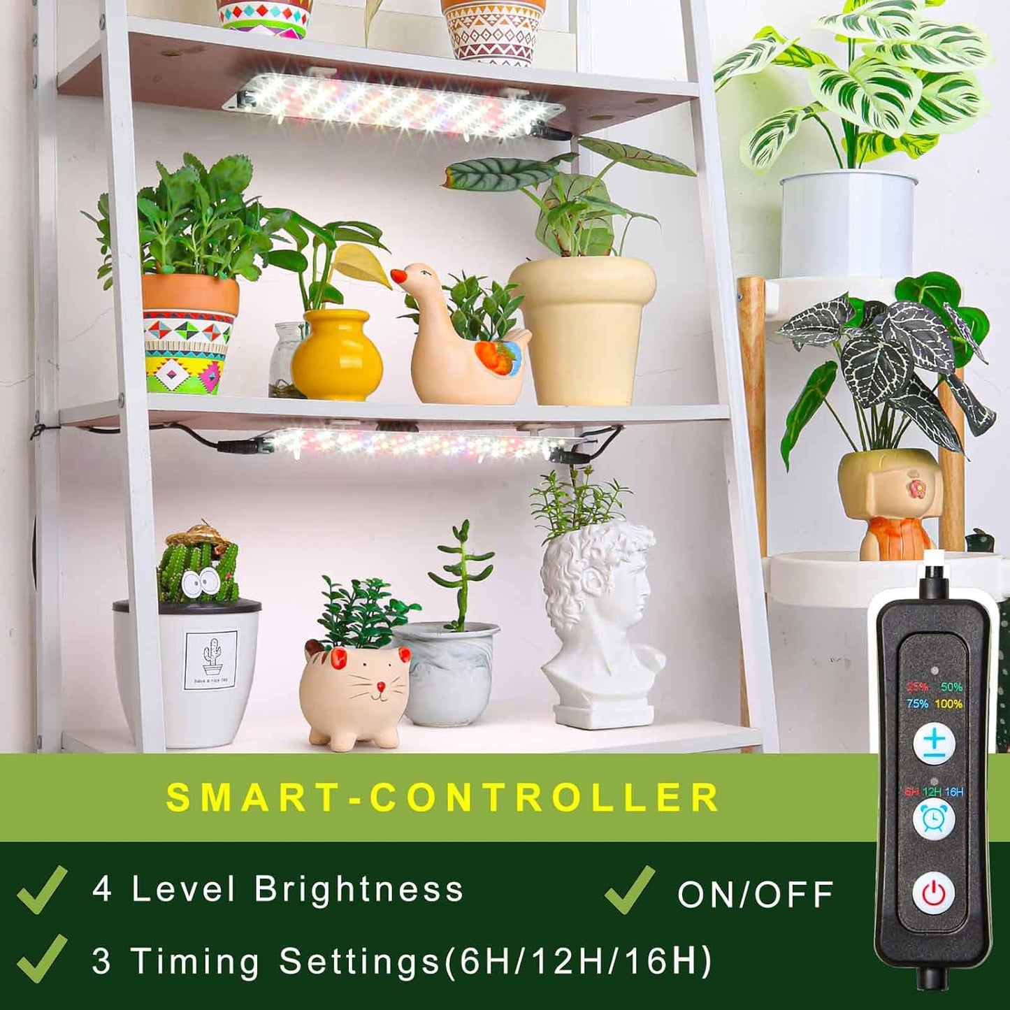 Plant Grow Light, Slim Space-Saving Grow Lights for Indoor Plants, 50W Dimmable Indoor Plant Lights with 6/12/16h Timer, Expandable Full Spectrum Grow Lamp Strip for Greenhouse, Germination