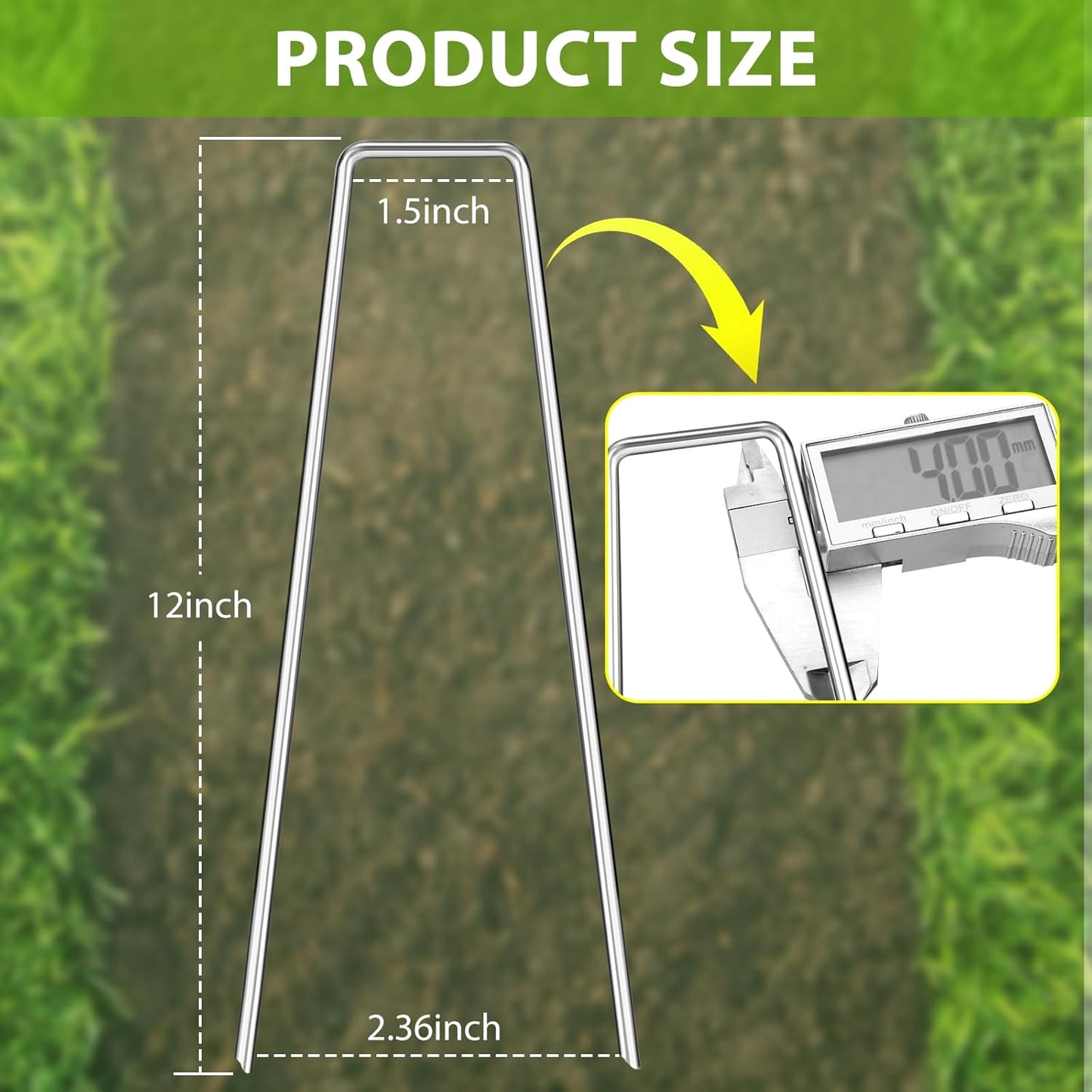 Landscape Staples 12 Inch, 12 Pack 8 Gauge Galvanized Garden Staples U-Shaped Landscape Stakes, Heavy Duty Ground Stakes for Outdoor Decorations, Weed Barrier Fabric, Irigation Tubing, Tent