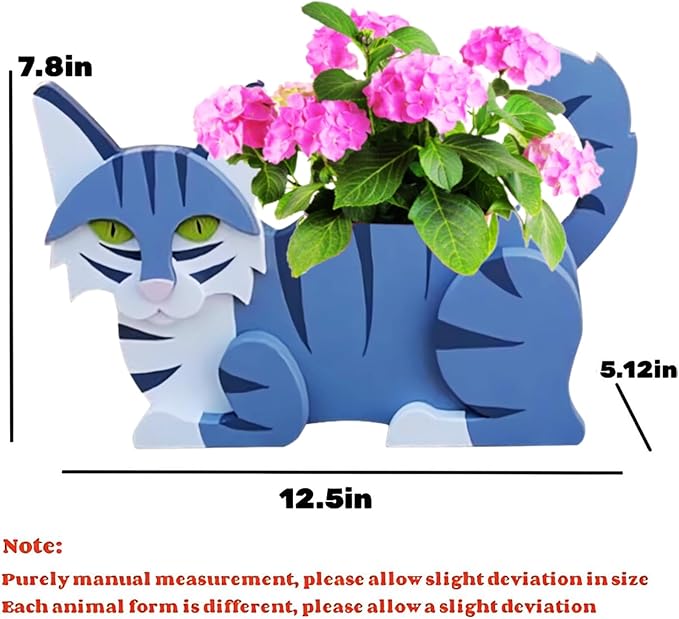 Sapphire White Cat Planter Plant Pots,Cute Garden Cat Flower Planter,Cat Planters Birthday Gifts for Women,Office,Indoor/Outdoor Decor（12.5 * 5.12 * 7.8in）