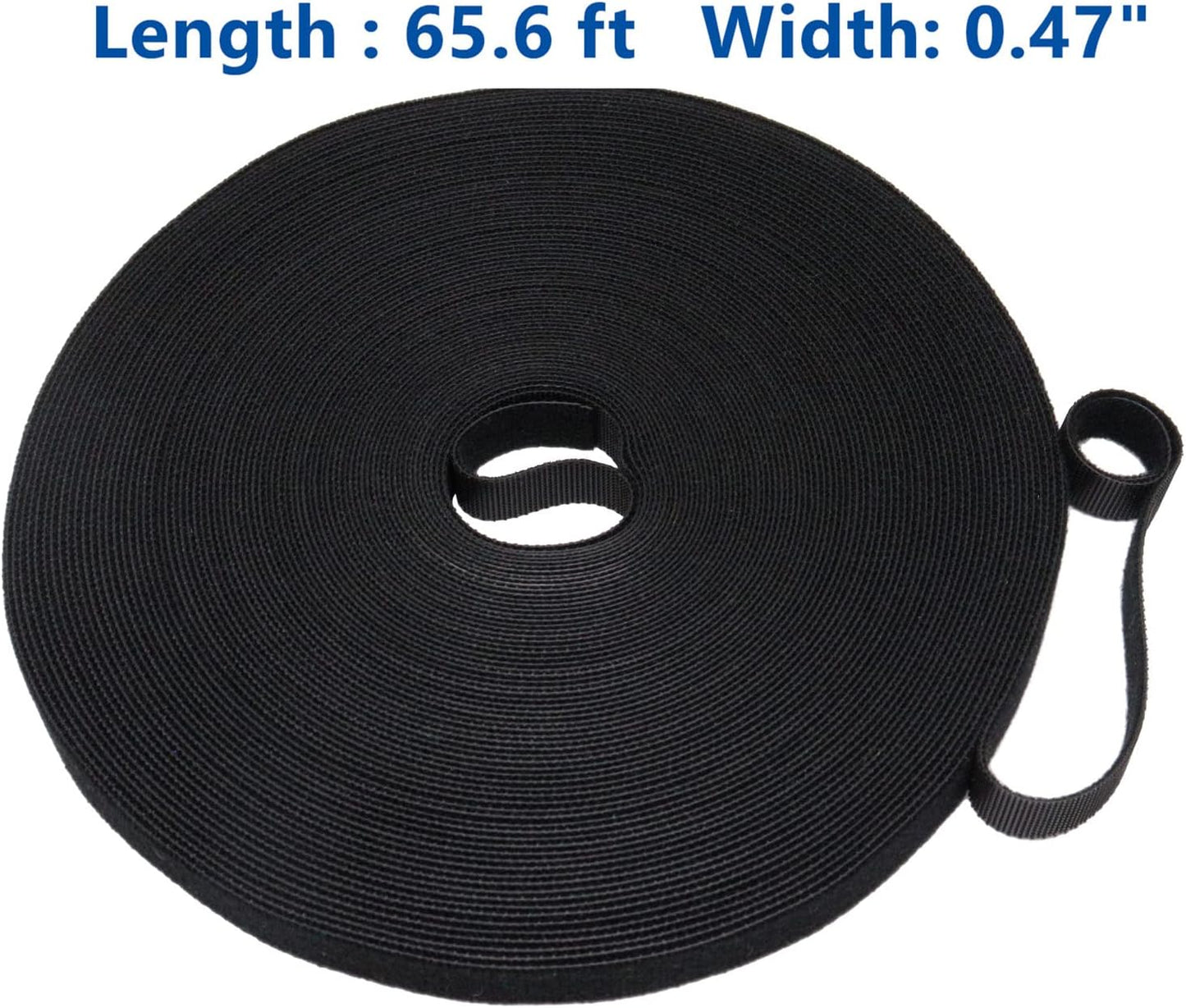 Plant Ties 65.6 Feet, Plant Tape Reusable Nylon Hook and Loop Tape, Garden Strap for Climbing Plants Supports, Tree Ties for Flower Vine Tomato Branches, Cable Wire (Black)