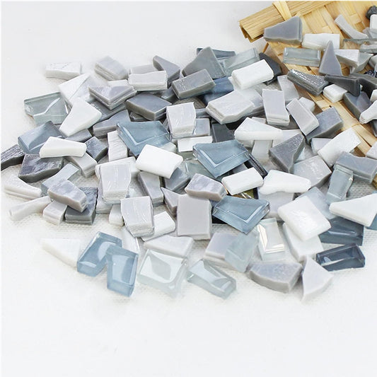 1.1lb Irregular Crystal Mosaic Tiles,Small Mosaic Tile DIY Hobbies Children Handmade Crystal Craft for Crafts Bulk DIY Picture Frames Handmade Jewelry Coaster (Gray Series)