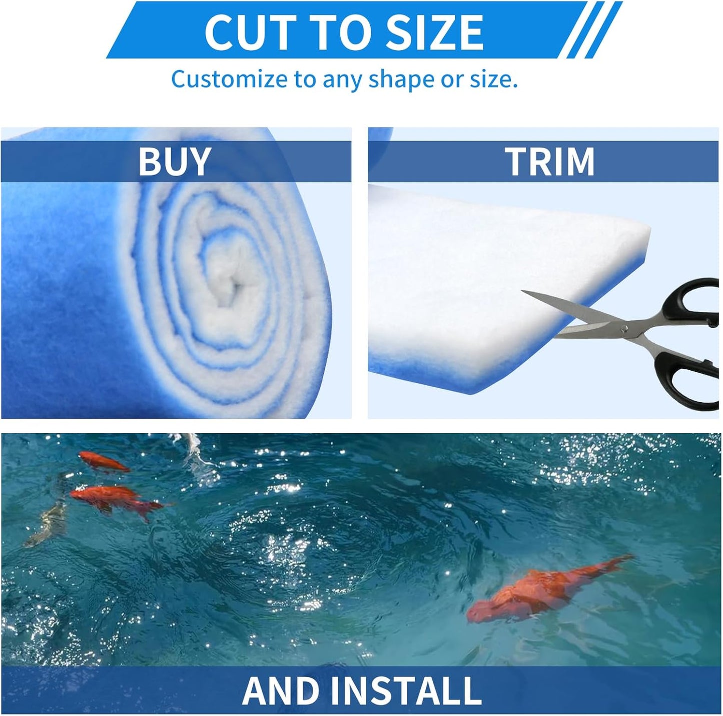 Classic Koi Pond Filter Pad Media-12 x72 Thicker Reusable Replacement Washable Pad,Fish Pond Filter Material for Koi Outdoor Ponds Aquarium