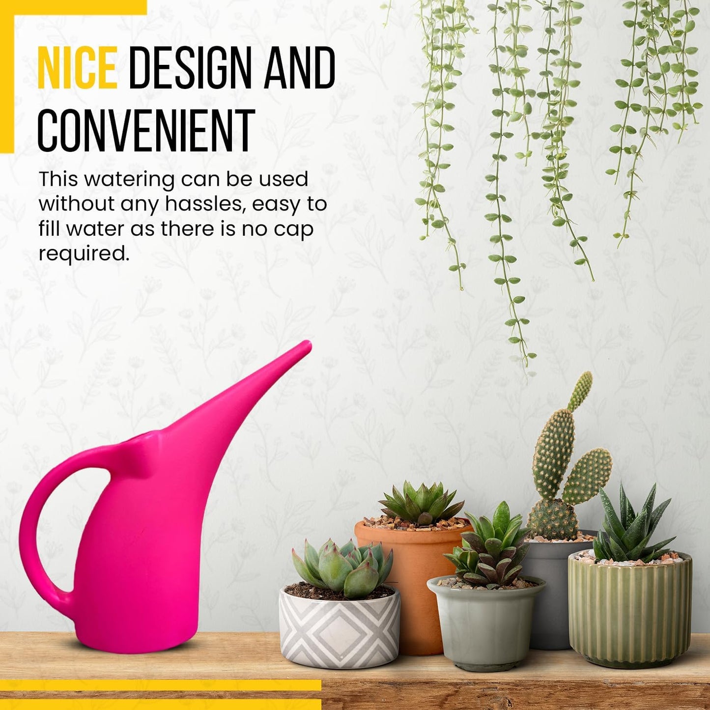 KP KOOL PRODUCTS 1 Pack Half (1/2) Gallon House Plant Watering can - Small Water can with Long spout - Indoor Watering can for Outdoor Plants and Garden - BPA Free Plastic (Pink)