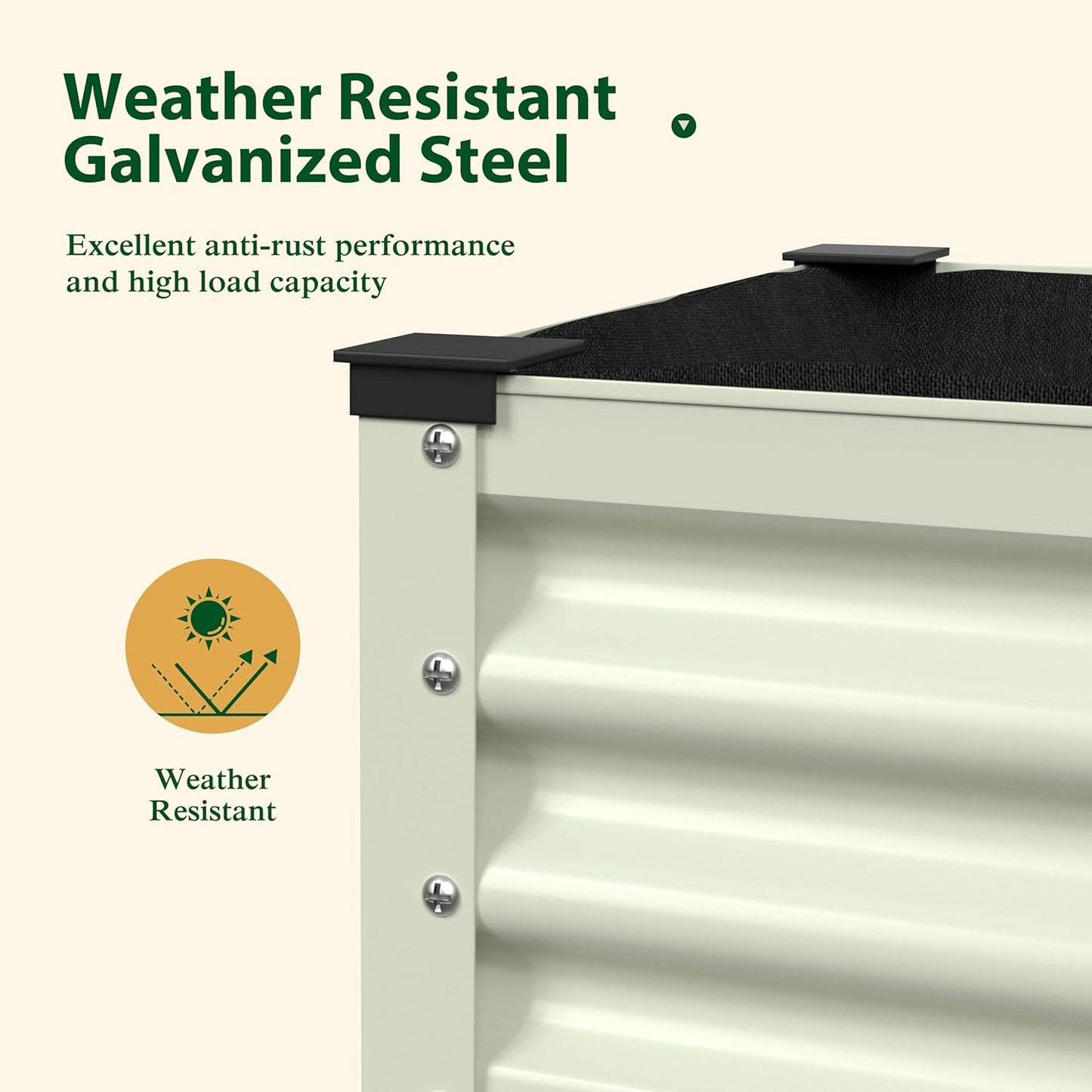 MUPATER 47.8" L x 23.5" W x 33.5" H Galvanized Steel Raised Garden Bed, 507lbs Capacity Large Metal Elevated Raised Planter Box with Rolling Casters & Extra Bottom Shelf for Patio, Balcony, Beige