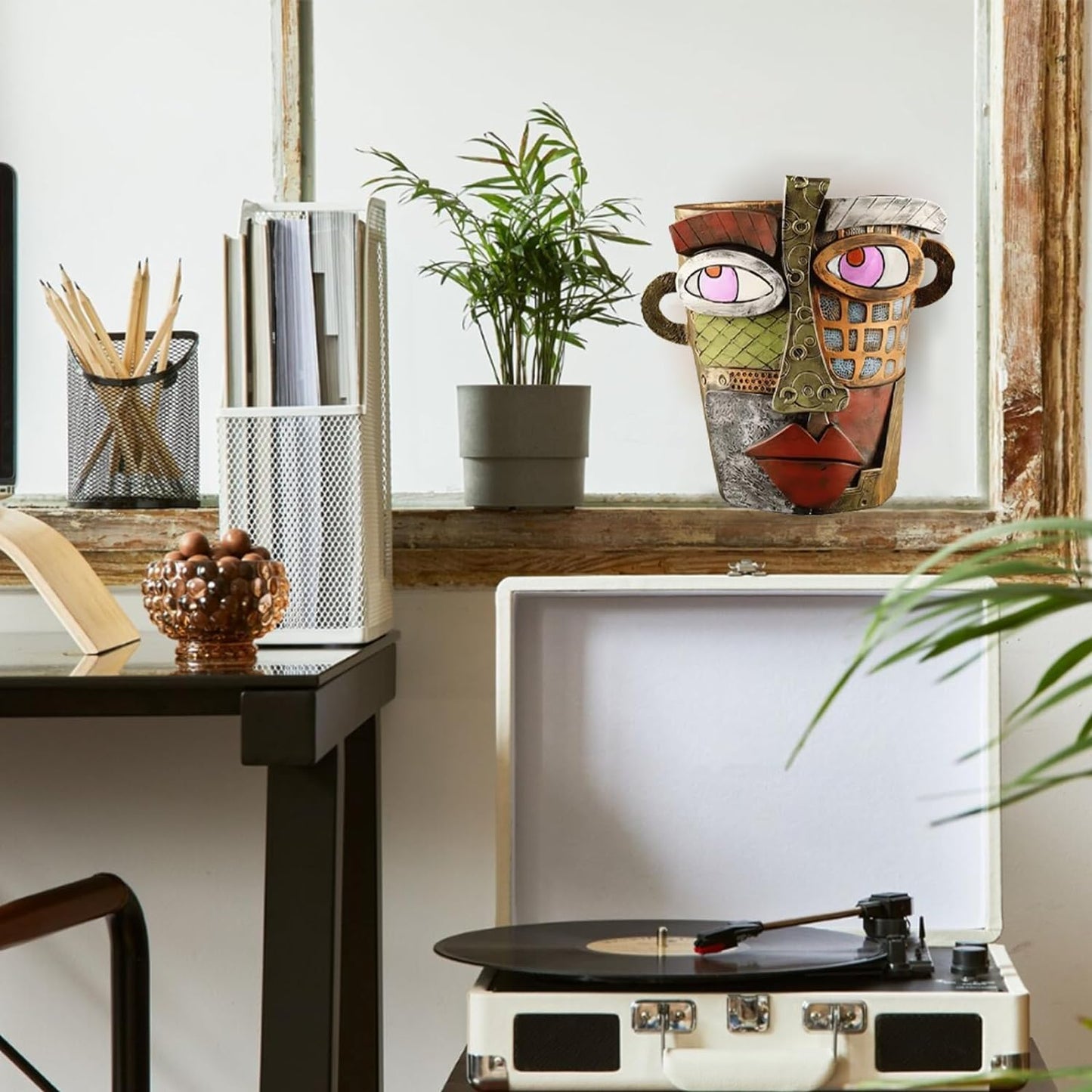 New Picassos Abstract Beauty Face Flower Pot, Colorful Abstract Head Plant Pots, Interesting Decorative Flower Resin Flower Pot, Unique Flower Pots for Home Art Decoration (7.28in-A)