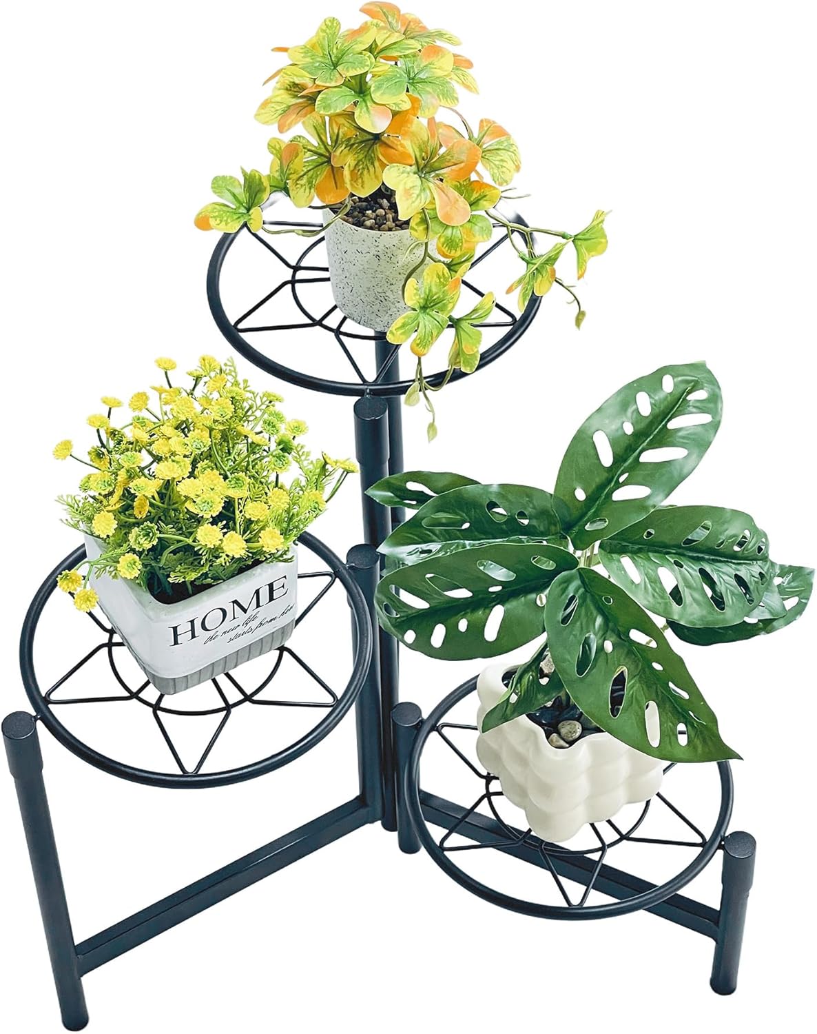 Tiered Plant Stand Outdoor 3 Tier Indoor Metal Flower Shelf for Multiple Plants Corner Tall Flower Holders for Patio Garden Living Room Balcony Bedroom Black Diamond