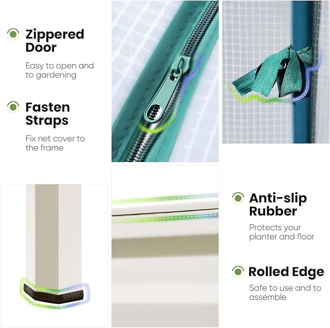 KING BIRD Large Raised Garden Bed with Cover Galvanized Elevated Planter Box with Legs 48×24×56 in for Backyard, Patio, Balcony, 400lb Capacity, Beige