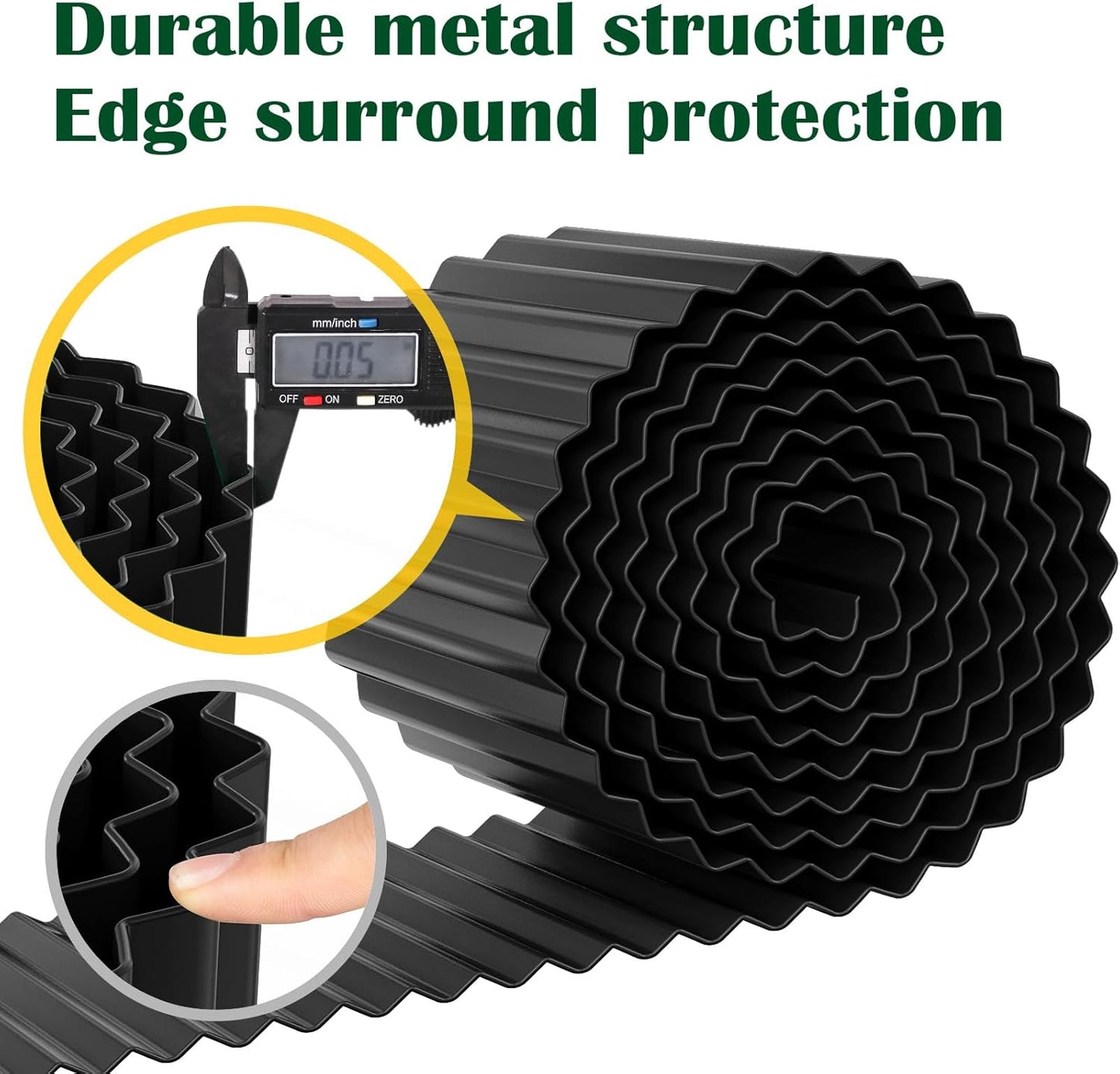 LAVEVE Corrugated Metal Garden Edging 6" x 20Ft, Landscape Edging Border for Lawn, Flower Bed, Garden Fence, Paver Edging (Graphite)