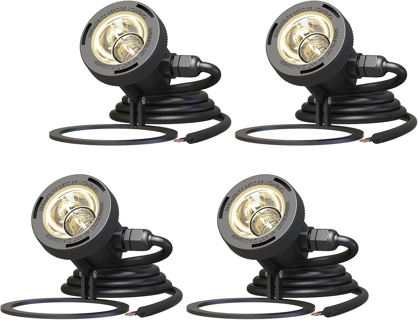 GOODSMANN Landscape Lights 4PK Low Voltage Pond Lights Led Underwater 12V AC Underwater Lights for Fountain Warm White 5.4W 135 Lumen Submersible Led Lights Work with Low Voltage Transformers