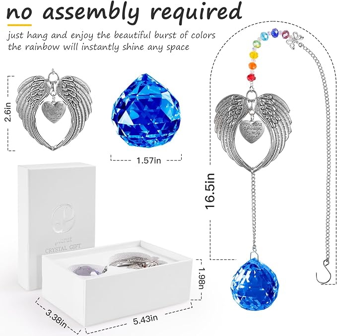 Memorial Gifts for Loss of Loved One Unique Sympathy Gifts Rainbow Sun Catcher Indoor Window Hanging Crystal Prism Grief Bereavement Gifts Ideas for Who Loss of Mom Dad (Navy Blue)