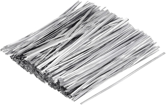 MECCANIXITY Foil Twist Ties 6" 15cm Metallic Plastic Closure Tie for Tying Bread, Candy, Cookies, Gift Bags Arts Crafts Ties Silver Tone Pack of 750