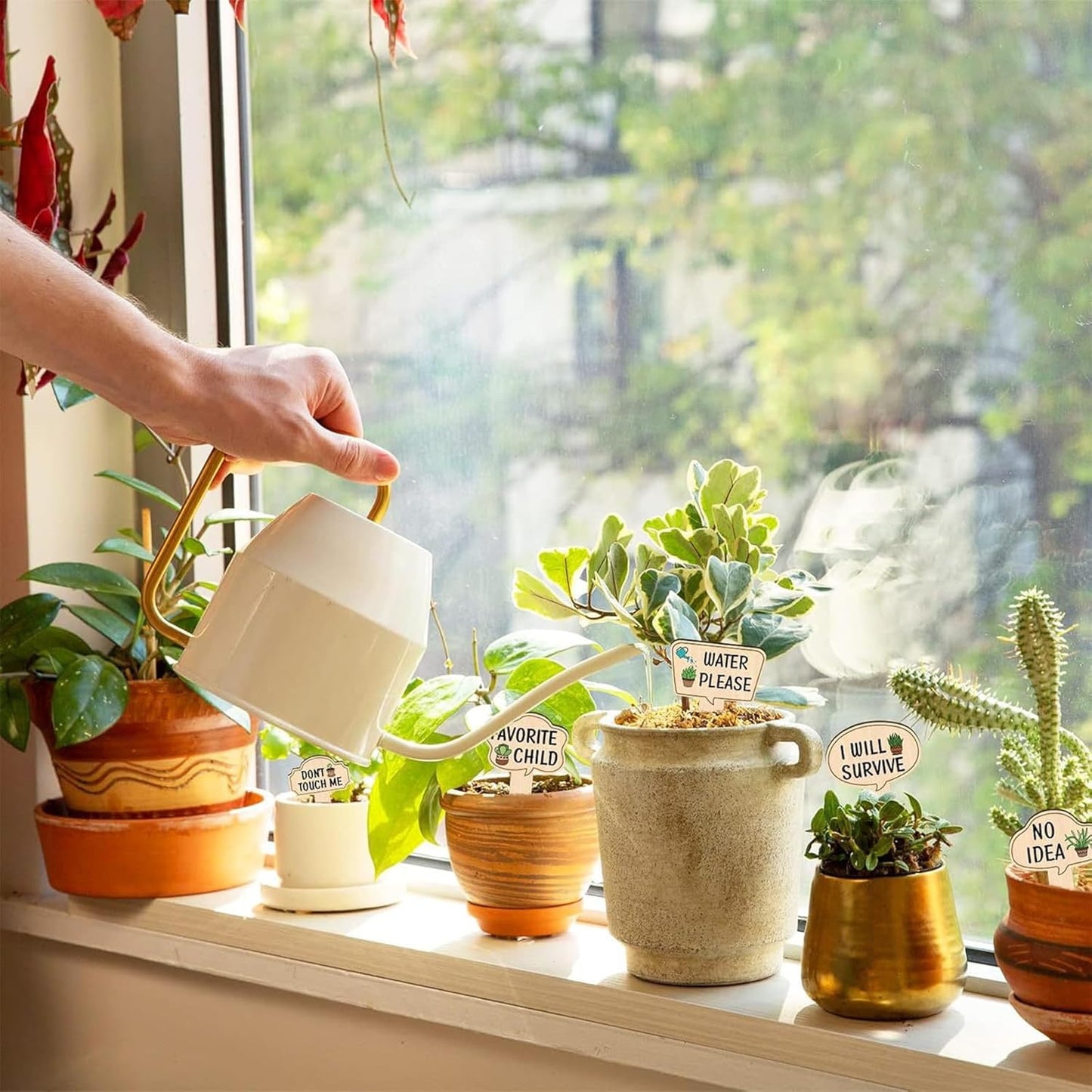 15 Pcs Garden Plant Markers, Wooden Plant Labels Tab Funny Plant Signs with Stake, Interesting Words Garden Tags Labels for Outdoor Indoor Patio Supplies Stakes for Potted Novelty Gifts