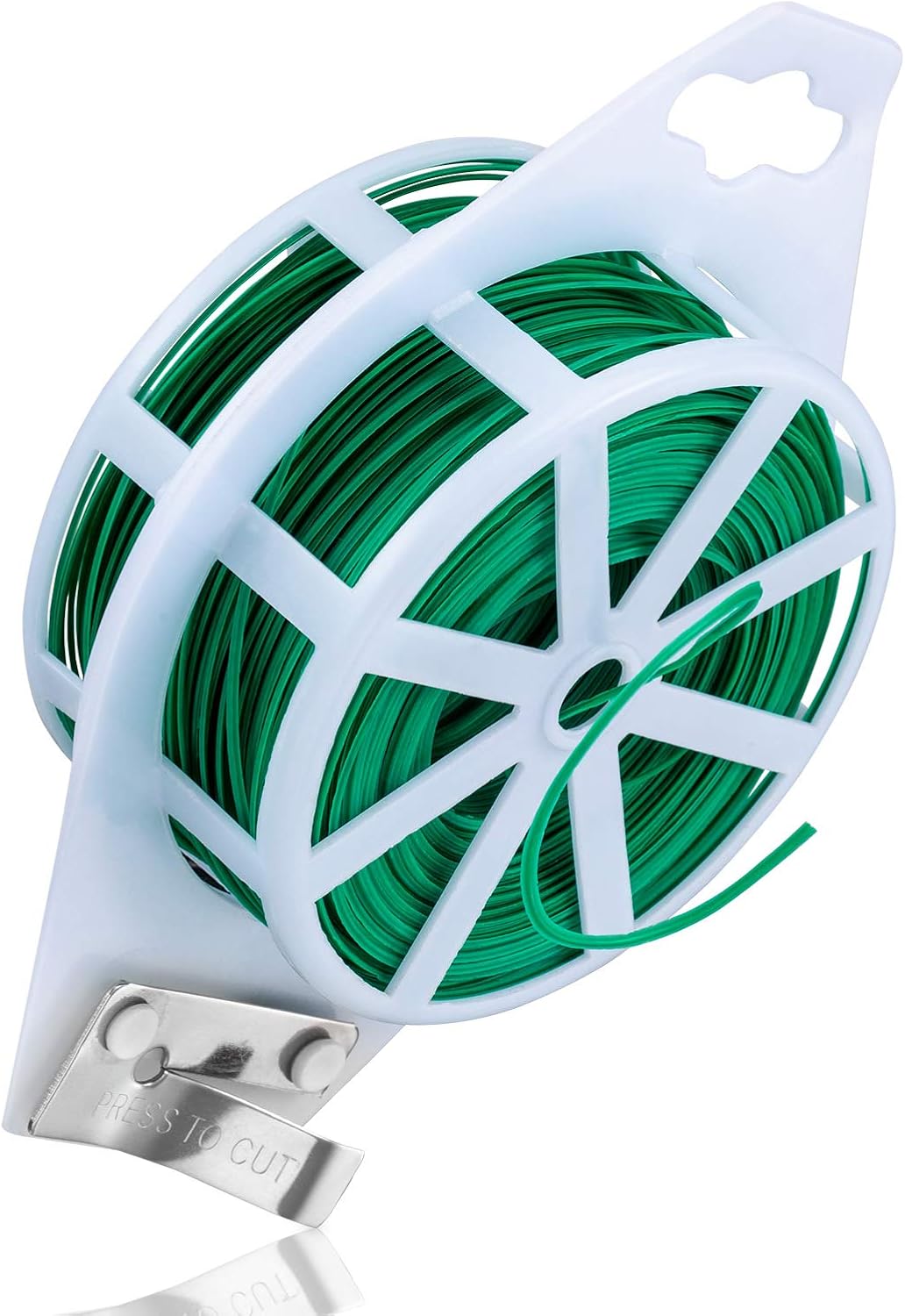 328 Feet (100m) Garden Plant Twist Tie with Cutter Reusable for Plants Growth and Care, Tie Wire Reel for Home and Office Cable Organization, Multifunctional Twist Ties (Green) Rool for Cord & Bag
