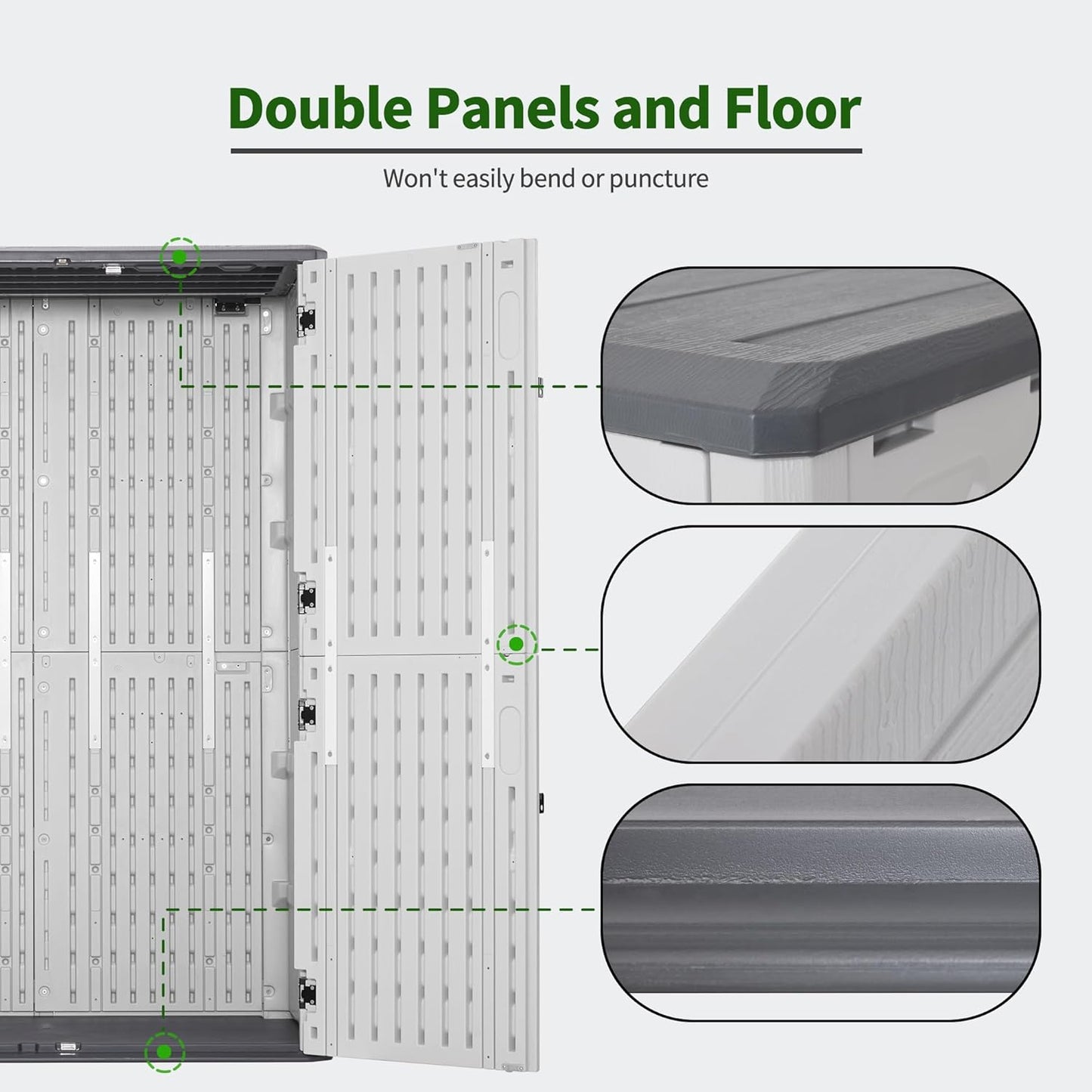 Macrout 50 Cu.Ft Plastic Outdoor Storage Cabinet with Floor, 4.3 x 2.5 ft Waterproof Resin Outdoor Storage Shed, Lockable Vertical Shed for Garden and Patio