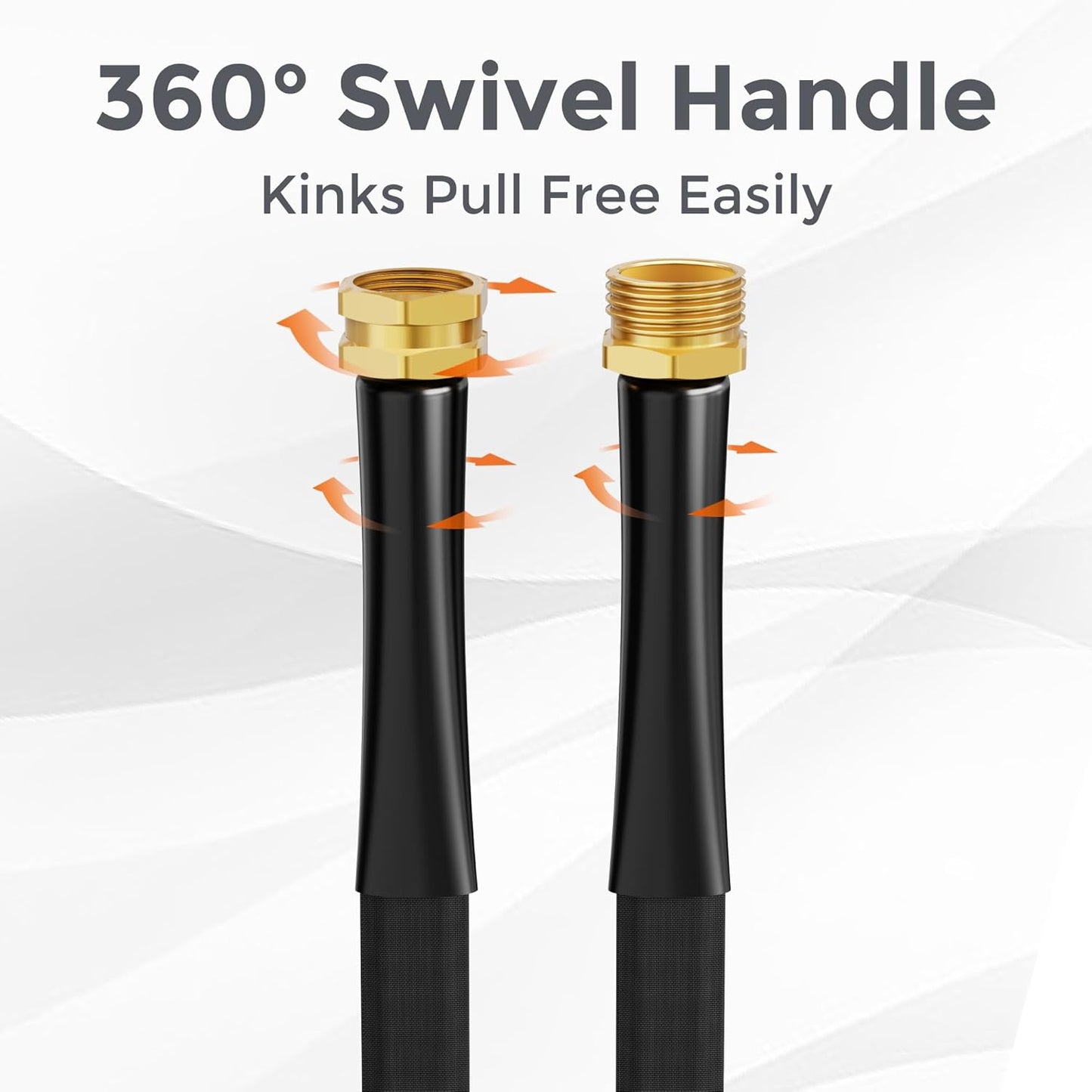 Giraffe Tools Garden Hose 100FT Lightweight Lay Flat Water Hose Kink Free Flexible Hose with 9 Spray Function Nozzle（Black）