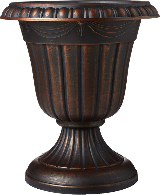 PL20CP Classic Traditional Plastic Urn Planter Indoor/Outdoor 10" x 12", Brushed Copper