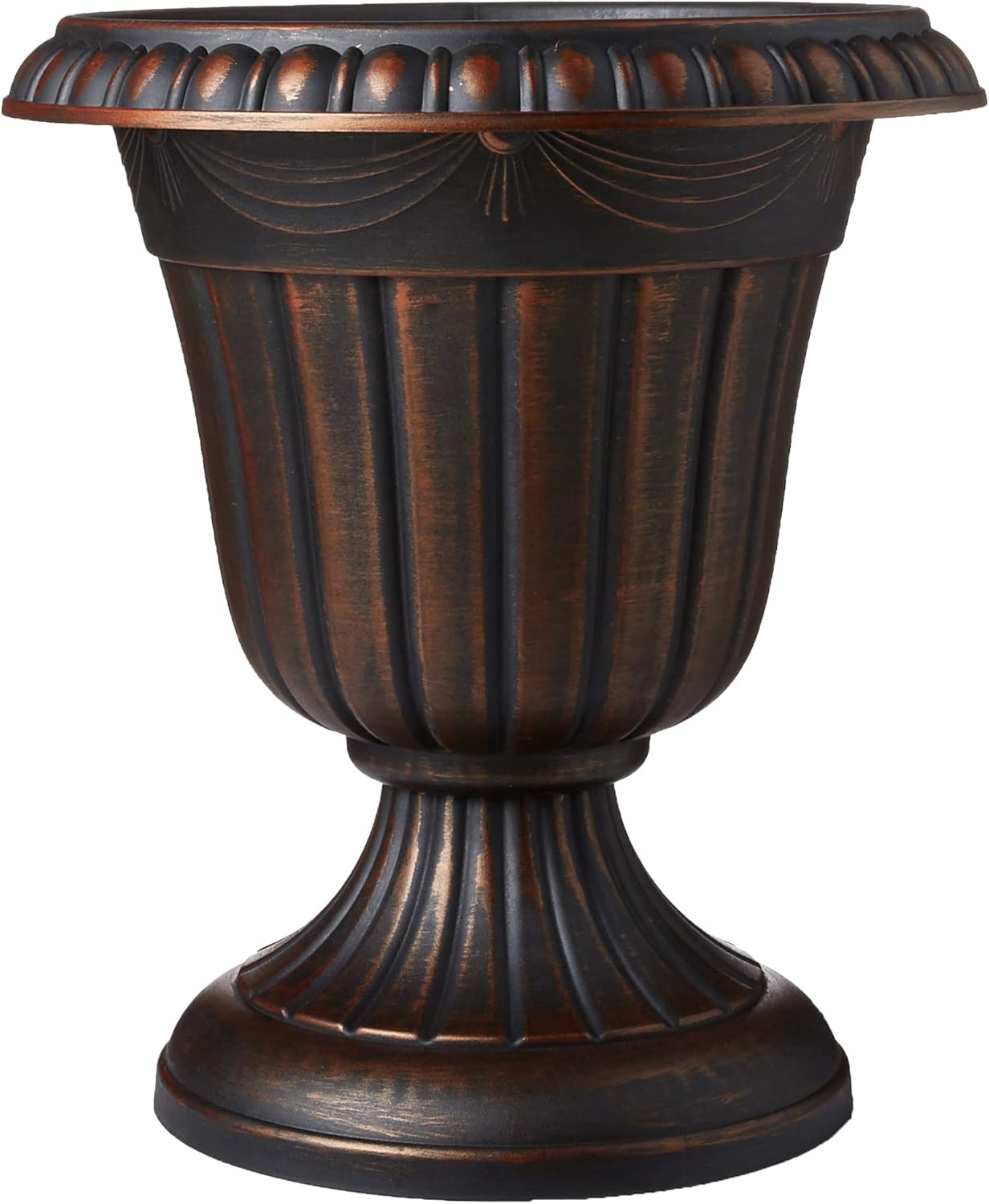 PL10CP Classic Traditional Plastic Urn Planter Indoor/Outdoor, 15" x 13", Brushed Copper