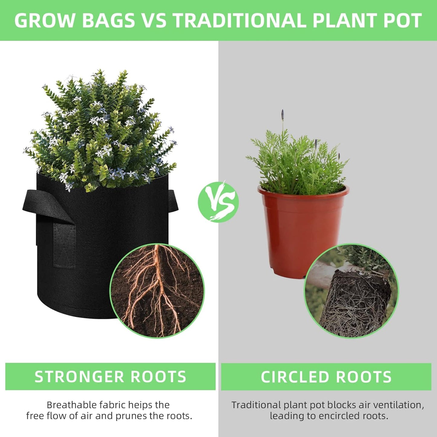 5 Gallon Grow Bags 90-Pack Garden Plant Aeration Fabric Pots with Handles Non-Woven Plant Bag Cloth Pots Garden Planting Bags to Grow Vegetable Flowers Potatoes (5 Gal)