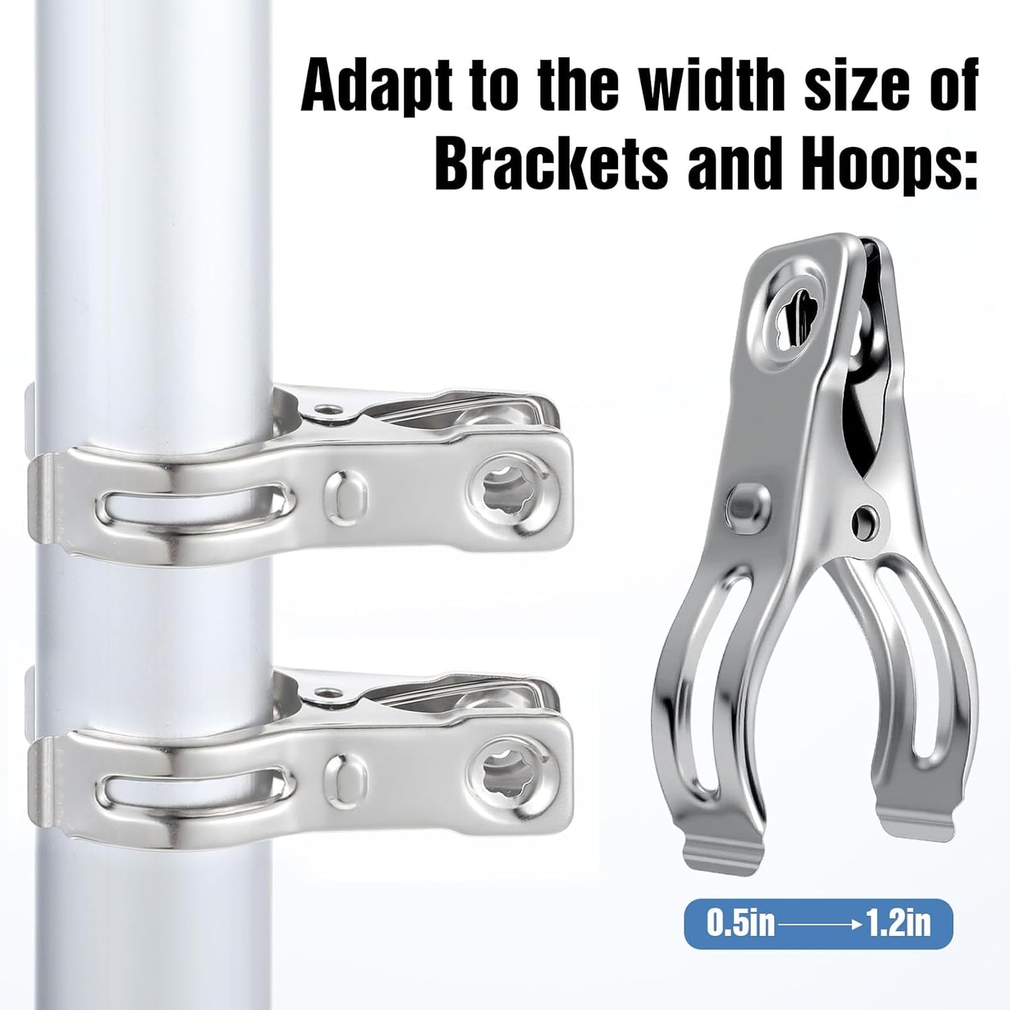 Upgraded 200 PCS Garden Clips, Greenhouse Clamps 100% Stainless Steel Heavy Duty Greenhuose Clips for Netting - Strong Grip to Hold Down Shade Cloth or Plant Cover on Garden Greenhouse Hoops