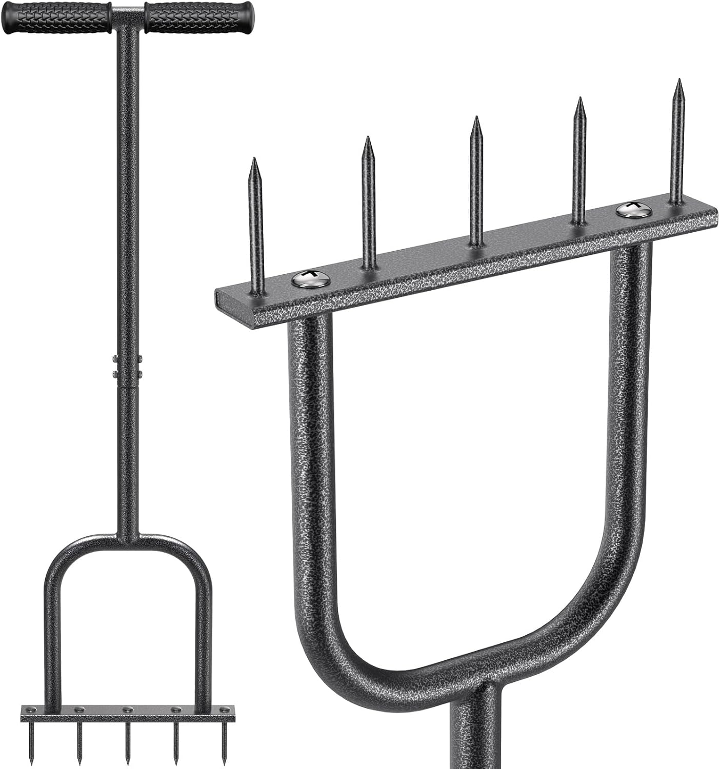 BeneLabel Handheld Lawn Aerator Spike Manual Tool with Solid Spikes Grass Aerators for Lawn with Soft Rubber T-Handle Revives Lawn Health, Loosening Soil