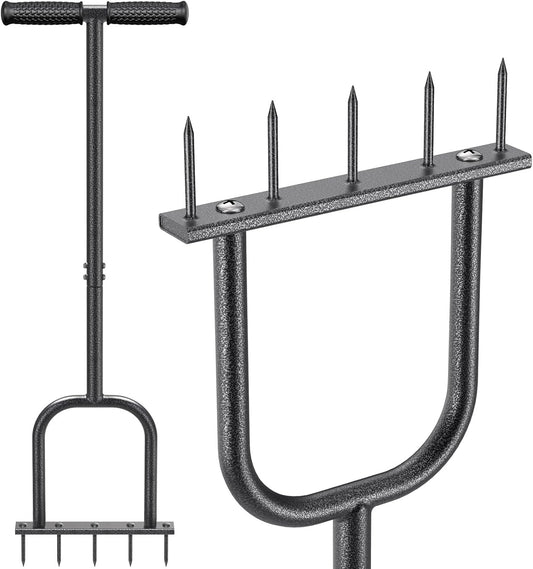 BeneLabel Handheld Lawn Aerator Spike Manual Tool with Solid Spikes Grass Aerators for Lawn with Soft Rubber T-Handle Revives Lawn Health, Loosening Soil