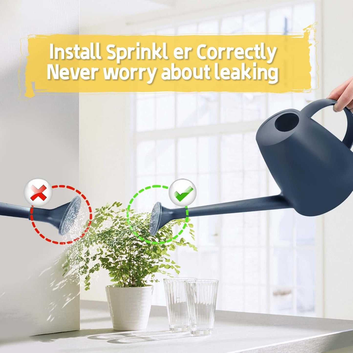 Watering Can for Indoor Plants, Small Watering Cans for House Plant Garden Flower, Long Spout Water Can for Outdoor Watering Plants 1. 8L 1/2 Gallon (Blue)