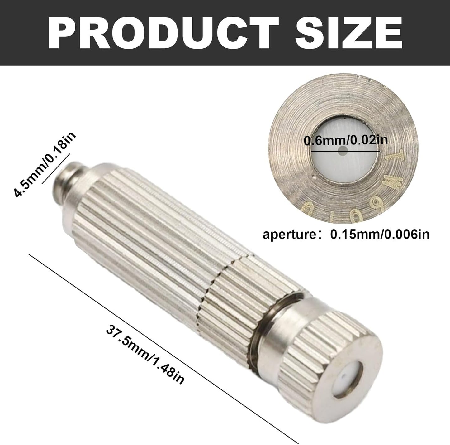 10 Pcs High Pressure Misting Nozzles Stainless Steel for Outdoor Cooling Misting System, High Pressure Anti Drip Cleanable, 3/16" Thread (0.8mm)