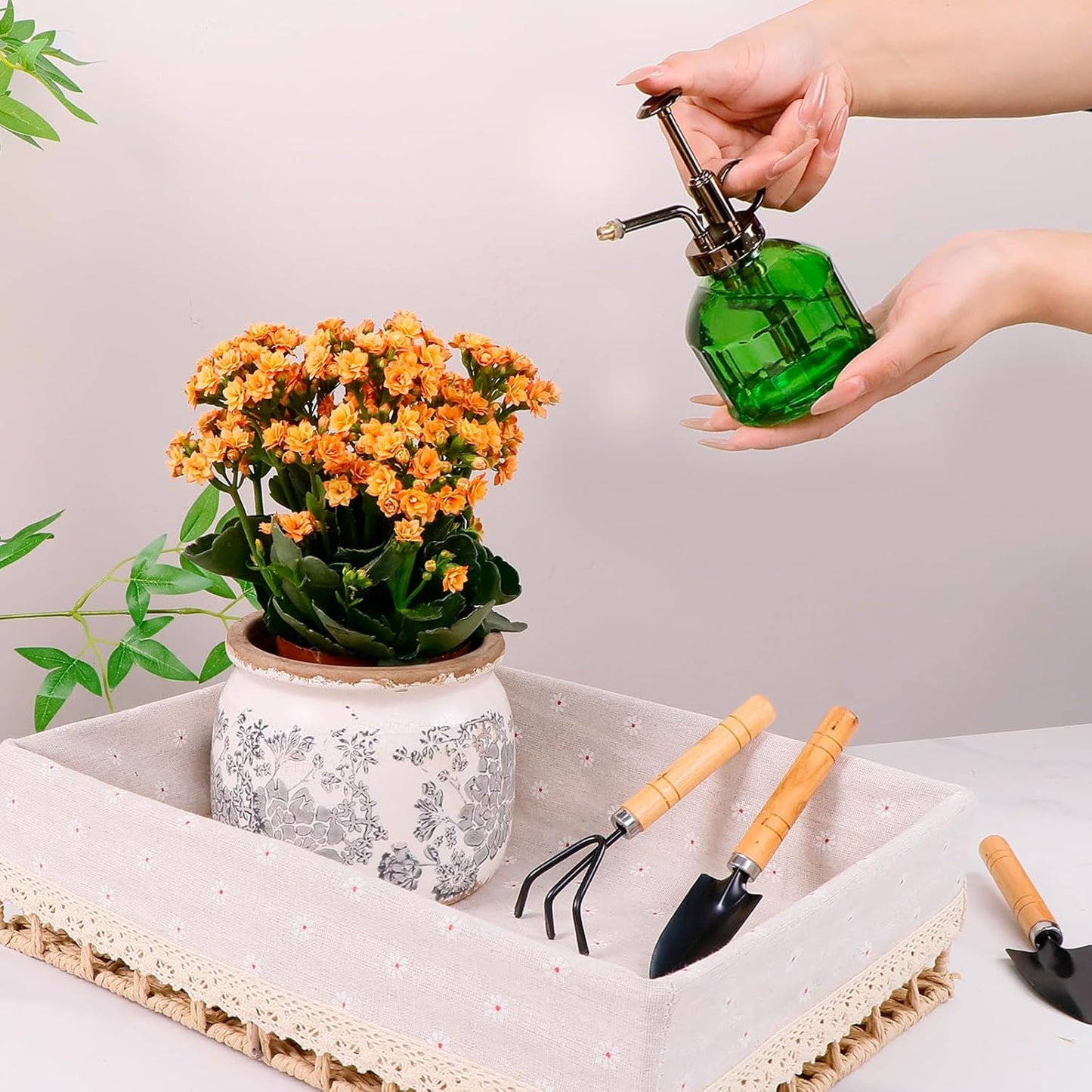 Vintage Grey Ceramic Ice Crack Flower Pot with Drainage Holes, Country Rustic Planters for Indoor and Outdoor,Tuscan Decor,Home,Living Room, Garden Decor, Gardening Gift