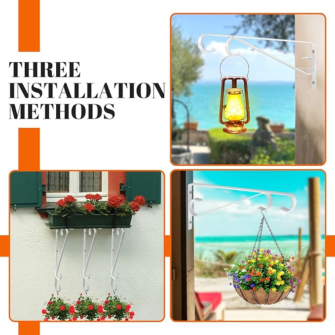 Plant Hangers Outdoor (2 Pack-15.5 Inch White) Plant Hooks Heavy Duty Iron Plant Hanger Hook for Wall, Hanging Plant Bracket for Planters, Bird Feeders, Lanterns, Wind Chimes, Outdoor